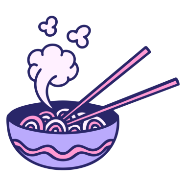 Parlak neon renkli çubuklu şehriye kasesi.