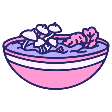 Japon kasesinde parlak neon renkli marine edilmiş mantarlar.