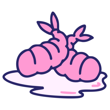 Japon usulü kızarmış karides. Parlak neon renkli.