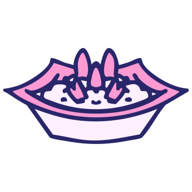 Kare kâsede parlak neon renkli geleneksel Japon pilav yemeği.