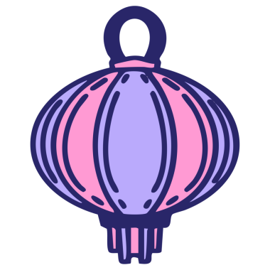 asılı fener parlak neon renkli ışıkla parlıyor.