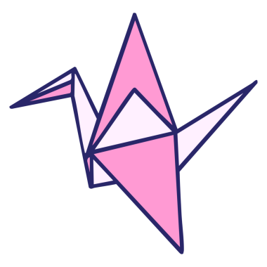 Japonca katlanmış kağıt origami vinç parlak neon renginde