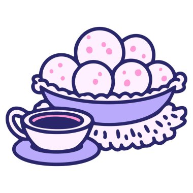 Pao de queijo geleneksel Brezilya peynirli ekmek ve parlak neon renkli kahve.