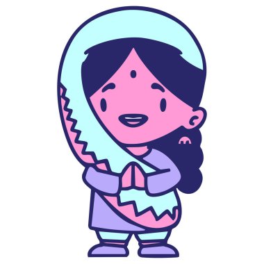 Parlak neon renkli geleneksel Hintli kadın.