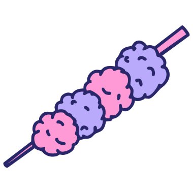 Japon teriuakisi parlak neon renkli kızarmış atıştırmalıkları şişledi.