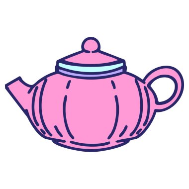 Parlak neon renkli seramik bir Japon çaydanlığı.