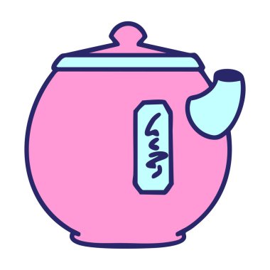 Parlak neon renkli geleneksel bir Japon çaydanlığı.