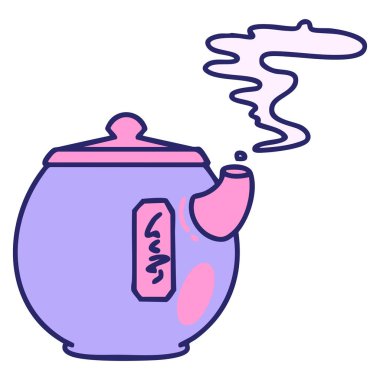 Geleneksel sıcak Japon çaydanlığı. Parlak neon rengi.