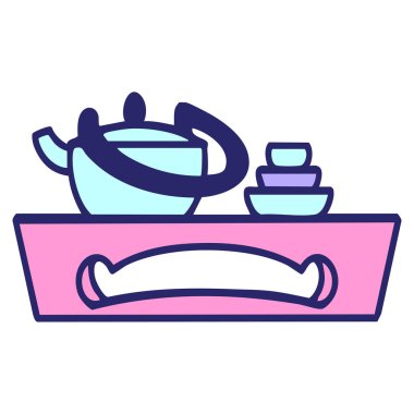 Parlak neon rengi geleneksel Japon çayı seti.