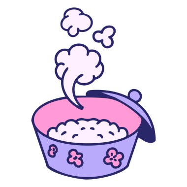 Parlak neon renkli buğulanmış Japon pilavı.