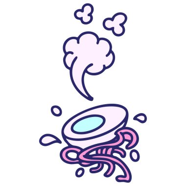 Erişte ve parlak neon renkli yumurta karışımı.