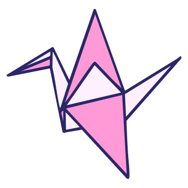 Japonca katlanmış kağıt origami vinç parlak neon renginde