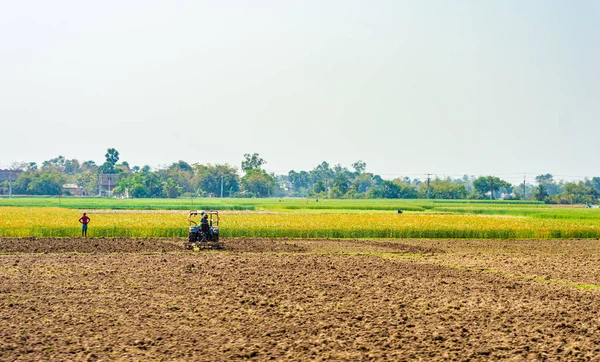 Landwirtschaftliche Feldlandschaft Ansicht Des Ländlichen Indiens Nach Der Ernte Vor — Stockfoto