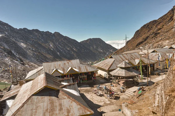Крыша Базарного Рынка Окружении Горной Долины Вид Сверху Сикким Западная — стоковое фото