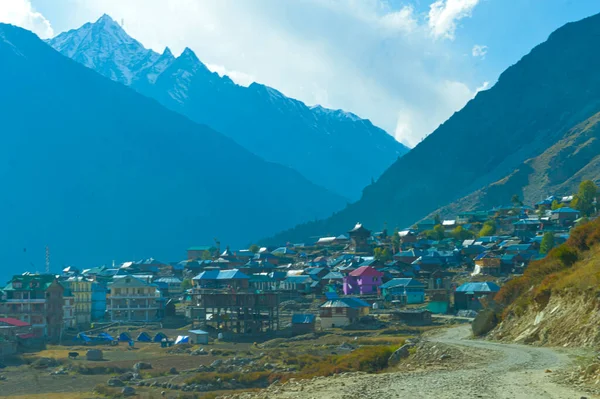 Assentamento Humano Num Vale Montanha Chitkul Himachal Pradesh Índia Sul — Fotografia de Stock