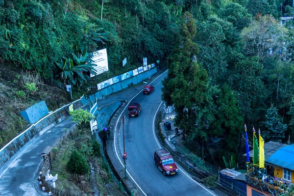 아리엘은 고속도로를 바라본다 푸르다 2018 Transportation Background Sikkim West Bengal — 스톡 사진
