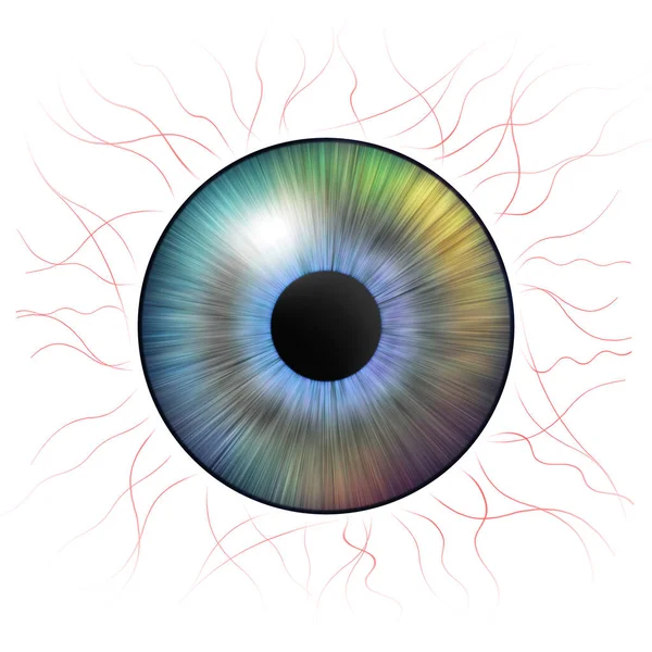 Gözler Kan Damarları Olan Insan Iris Göz Yanılsaması Beyazın Üzerinde — Stok fotoğraf