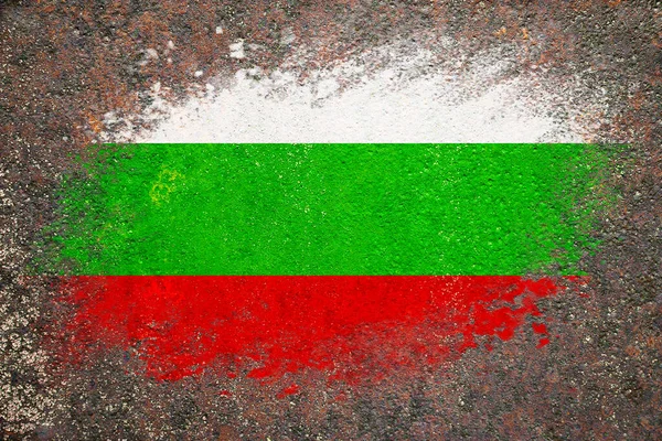 Flag of Bulgaria. Flag is painted on a rusty surface. Rusty background. Creative background