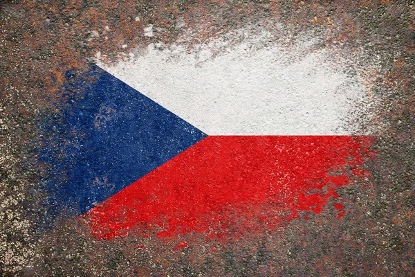 Flaga Czech Flaga Jest Pomalowana Zardzewiałej Powierzchni Zardzewiałe Tło Twórcze — Zdjęcie stockowe