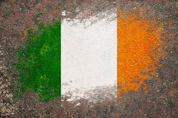 Drapeau Irlande Drapeau Est Peint Sur Une Surface Rouillée Fond — Photo