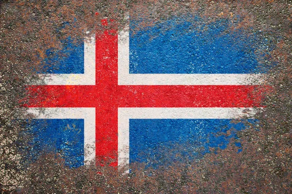 Flagge Islands Die Fahne Ist Auf Eine Rostige Oberfläche Gemalt — Stockfoto