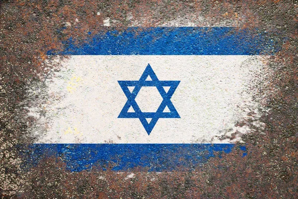 Bandera Israel Bandera Está Pintada Sobre Una Superficie Oxidada Fondo — Foto de Stock