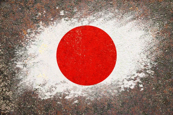 stock image Flag of Japan. Flag is painted on a rusty surface. Rusty background. Creative background