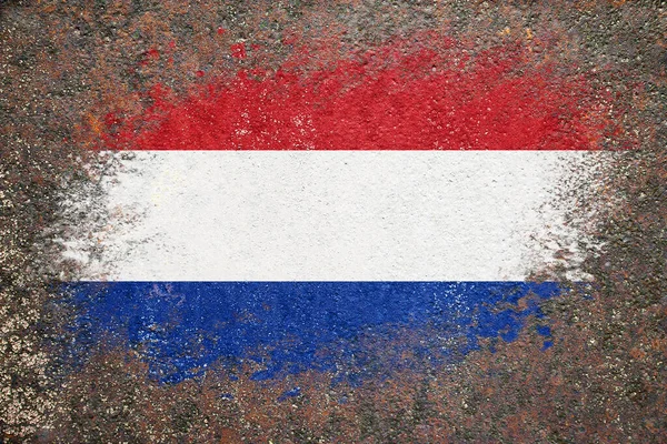 Vlag Van Nederland Vlag Geschilderd Een Roestig Oppervlak Een Roestige — Stockfoto