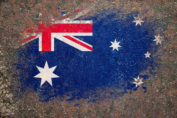 Yeni Zelanda Bayrağı Bayrak Paslı Bir Yüzeye Boyanmıştır Paslı Arka — Stok fotoğraf