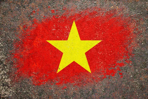 Vietnam Bayrağı Bayrak Paslı Bir Yüzeye Boyanmıştır Paslı Arka Plan — Stok fotoğraf
