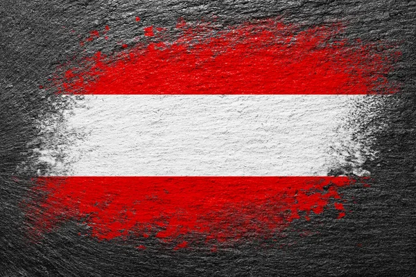 Ausztria Zászlója Zászló Kőfelületre Van Festve Háttér Fekete Pala Háttér — Stock Fotó