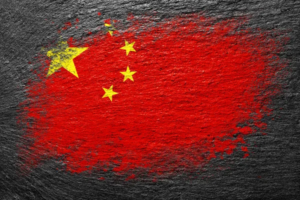 Bandera China Bandera Está Pintada Sobre Una Superficie Piedra Fondo — Foto de Stock