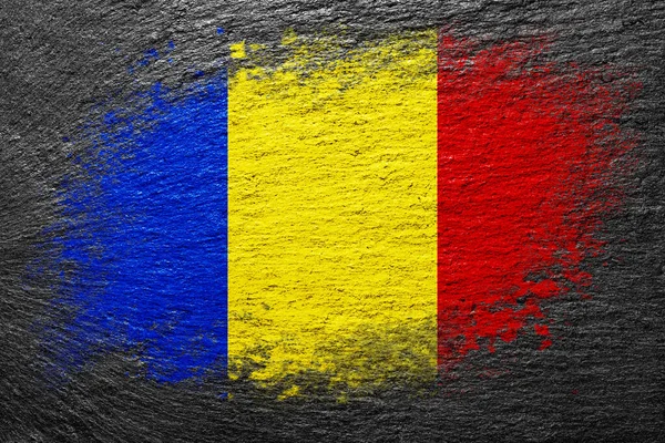 Flaga Rumunii Flaga Jest Malowana Kamiennej Powierzchni Kamienne Tło Czarna — Zdjęcie stockowe