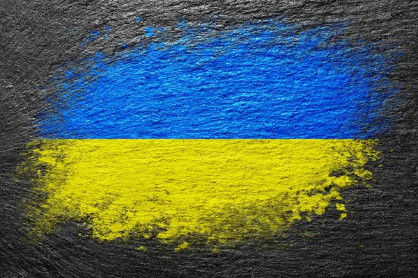 Flaga Ukrainy Flaga Jest Malowana Kamiennej Powierzchni Kamienne Tło Czarna — Zdjęcie stockowe