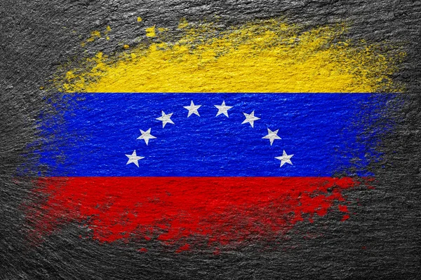 Venezuela Zászlója Zászló Kőfelületre Van Festve Háttér Fekete Pala Háttér — Stock Fotó