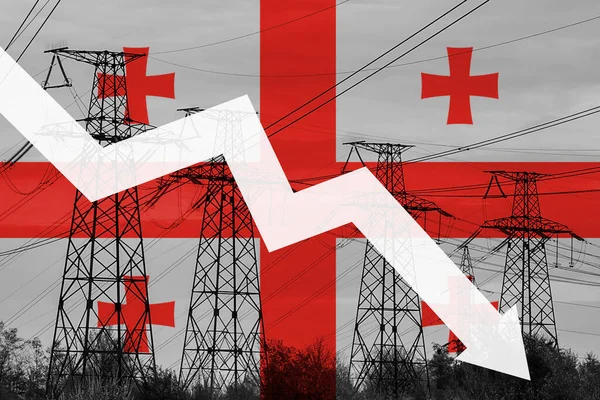 Stroomleiding Vlag Van Georgië Een Energiecrisis Begrip Mondiale Energiecrisis Verminderde — Stockfoto