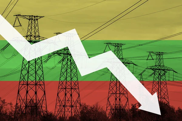 Линия Электропередачи Флаг Литвы Энергетический Кризис Концепция Глобального Энергетического Кризиса — стоковое фото