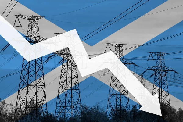 Линия Электропередачи Флаг Шотландии Энергетический Кризис Концепция Глобального Энергетического Кризиса — стоковое фото