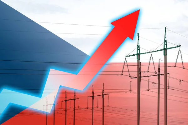 Power Line Grafiek Achtergrond Van Vlag Van Tsjechië Een Energiecrisis — Stockfoto