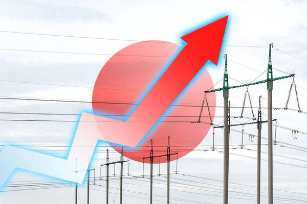 Power Line Grafiek Achtergrond Van Vlag Van Japan Een Energiecrisis — Stockfoto