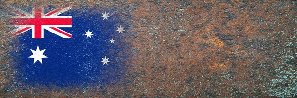 Flaga Australii Flaga Pomalowana Zardzewiałej Powierzchni Zardzewiałe Tło Odbiór Teksturowane — Zdjęcie stockowe
