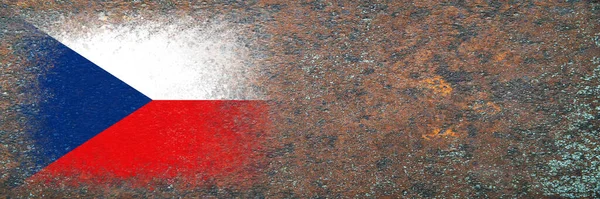 Bandera República Checa Bandera Pintada Sobre Una Superficie Oxidada Fondo —  Fotos de Stock