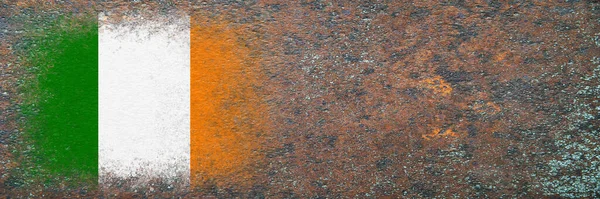 Flag Ireland Flag Painted Rusty Surface Rusty Background Copy Space — Stock Photo, Image