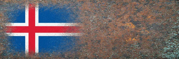 아이슬란드의 표면에는 깃발이 그려져 배경이 녹슬었어 영감받은 창조적 — 스톡 사진