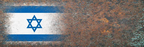Bandera Israel Bandera Pintada Sobre Una Superficie Oxidada Fondo Oxidado — Foto de Stock
