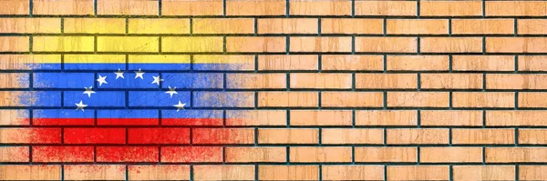 stock image Flag of Venezuela. Flag painted on a brick wall. Brick background. Copy space. Textured creative background