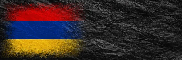 Flag Armenia Flag Painted Black Crumpled Paper Paper Background Copy — Stock Photo, Image