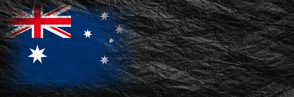 Avustralya Bayrağı Bayrak Siyah Buruşuk Kağıda Boyanmıştır Kağıt Arkaplan Uzayı — Stok fotoğraf
