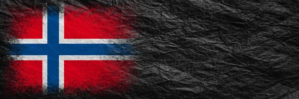 Norveç Bayrağı Bayrak Siyah Buruşuk Kağıda Boyanmıştır Kağıt Arkaplan Uzayı — Stok fotoğraf