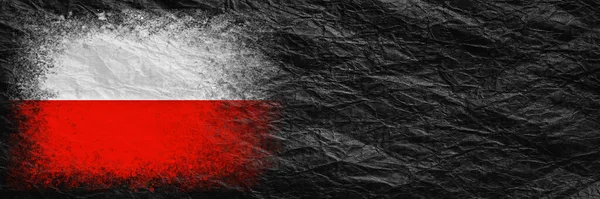 Lengyelország Zászlója Zászló Fekete Gyűrött Papírra Van Festve Papír Háttér — Stock Fotó